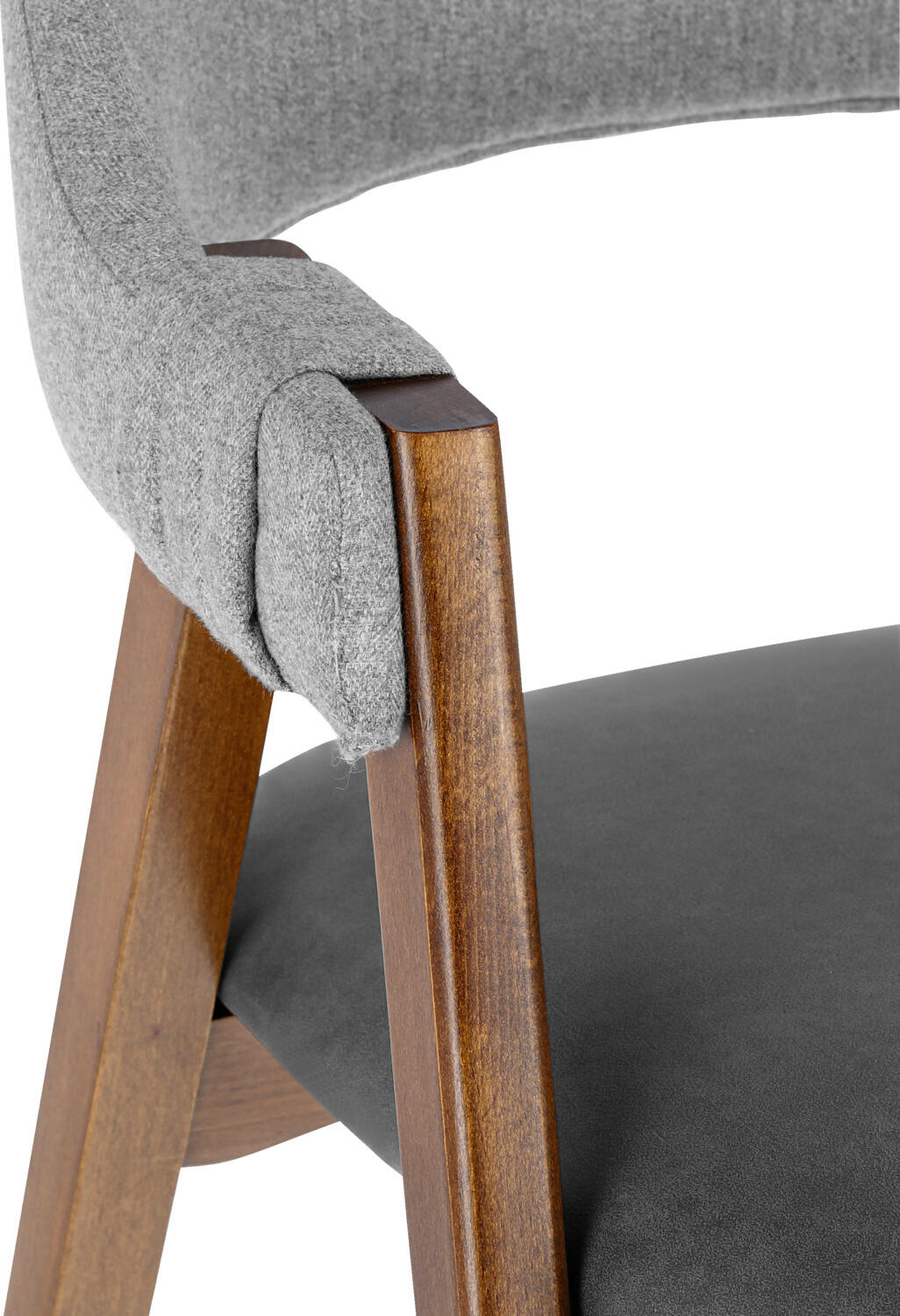Fotoliu VEGA Imano, Cadru din Lemn de Fag Masiv Finisaj Tobacco, Tapiterie Piele Ecologica si Material Textil, Antracit, 59x62x76 cm, Suporta 160 kg