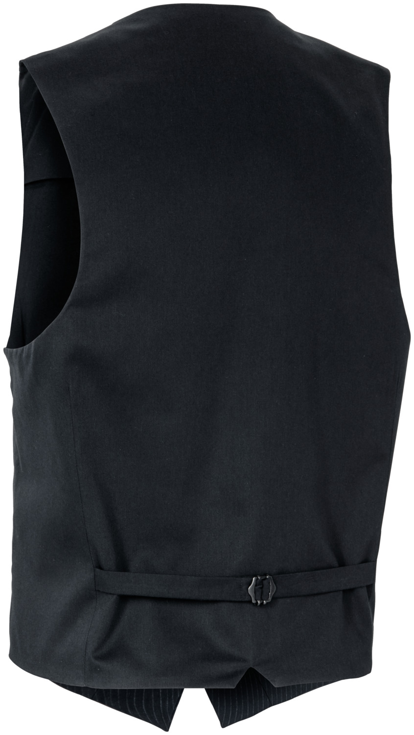 Jobeline Men's Pinstripe Vest, Slim Fit Professional Hotel Service Waistcoat, Dark-Blue Cotton Blend with Lapel Collar and Adjustable Back Strap