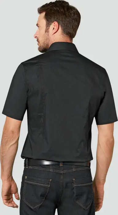 Camasa barbati Jobeline Bruce cu maneca scurta, croiala Slim Fit, 98% bumbac 2% elastan, guler Kent, spate extra-lung, imbracaminte profesionale OEKO-TEX