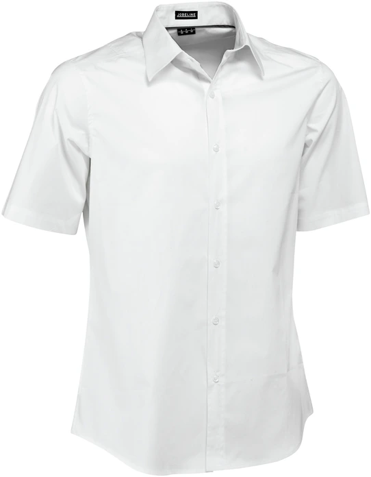 Camasa barbati Jobeline Bruce cu maneca scurta, croiala Slim Fit, 98% bumbac 2% elastan, cravata Kent, alba, imbracaminte profesionale hotelari