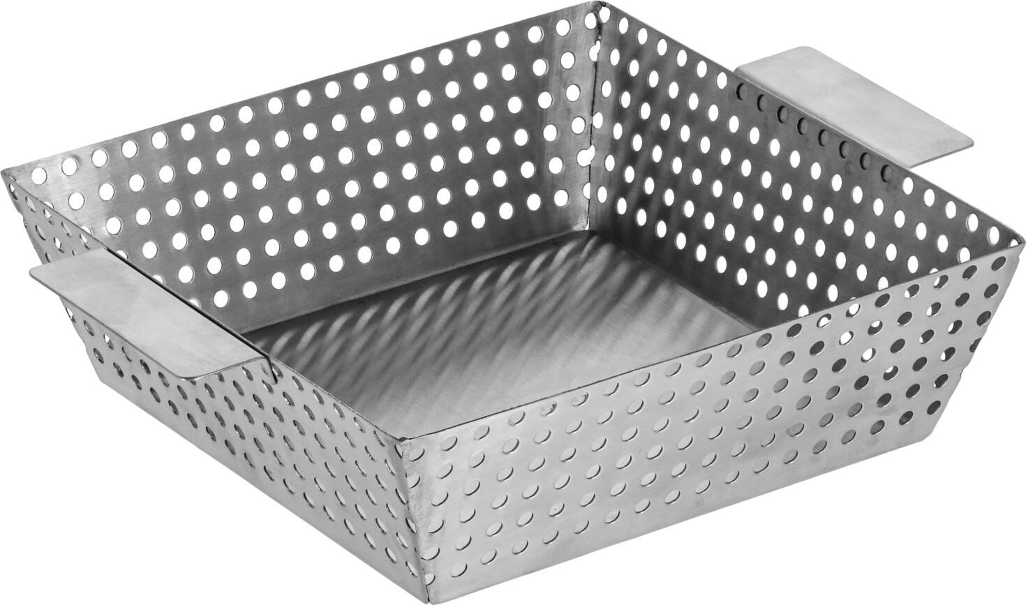 Pulsiva Livenza Bread and Fruit Basket, 18/0 Chrome Stainless Steel, Square 20x20x5 cm, Stackable with Welded Handles, Dishwasher Safe, Silver