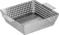 Pulsiva Livenza Bread and Fruit Basket, 18/0 Chrome Stainless Steel, Square 20x20x5 cm, Stackable with Welded Handles, Dishwasher Safe, Silver