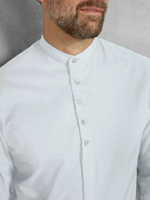 Jobeline Lani Men's Long Sleeve Service Shirt, Regular Fit, Cotton-Polyester Blend, Easy-Iron, White, Size 39/40