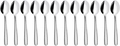 VEGA Martello Dessert Spoon Set of 12, 18/10 Chrome-Nickel Stainless Steel, Mirror Polished, Hammered Relief Handle, 18.1 cm, Silver