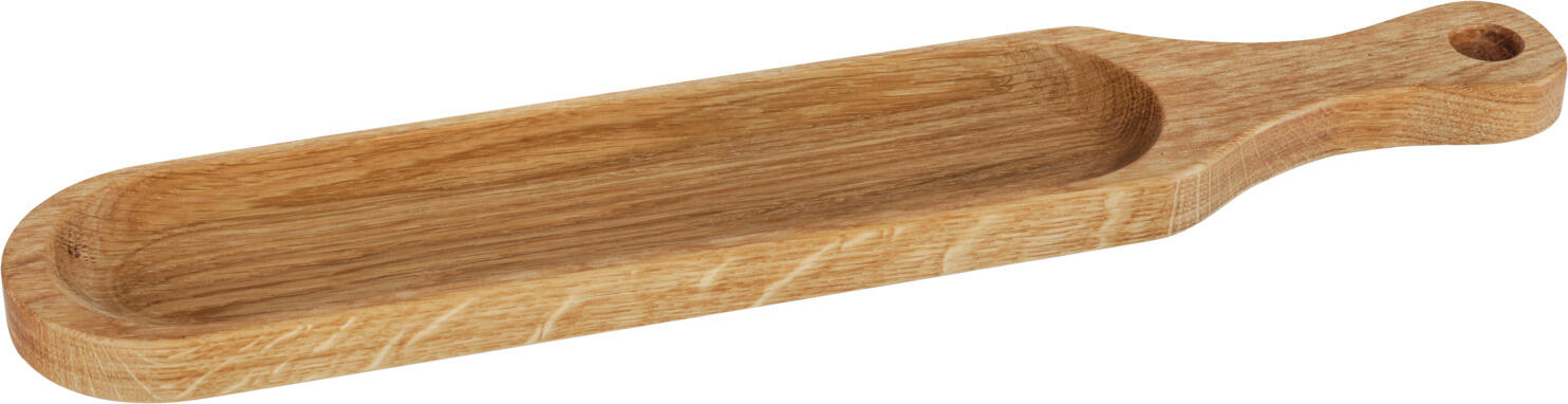 Сервировочная доска Vega Olivento, из масленого дуба, прямоугольная 46 x 9 x 2 см, со встроенной ручкой и отверстием для подвешивания, коричневая