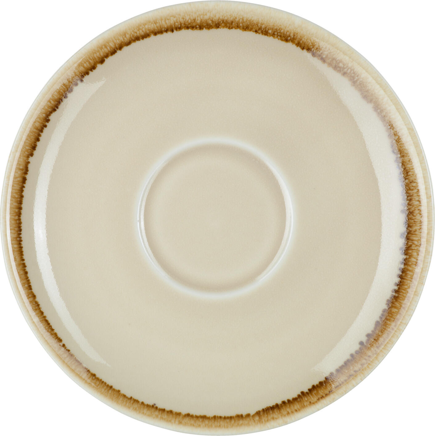 PULSIVA Glaze 2.0 Glazed Porcelain Saucers Set of 6, 14.2 cm, Decorative Irregular Colored Rim, Dishwasher Safe