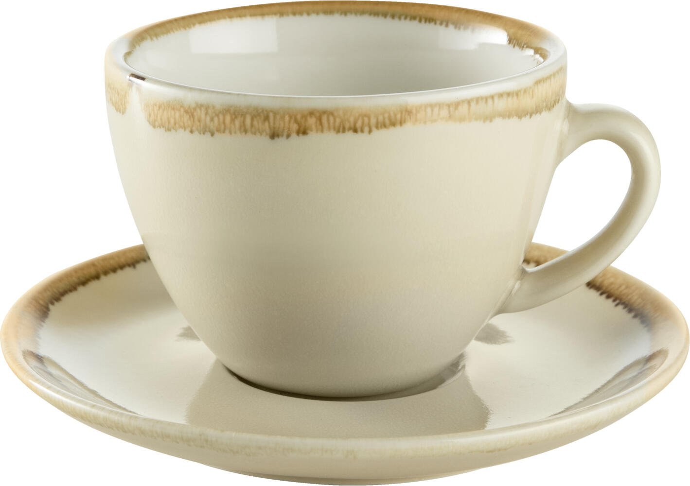 PULSIVA Glaze 2.0 Glazed Porcelain Saucers Set of 6, 14.2 cm, Decorative Irregular Colored Rim, Dishwasher Safe
