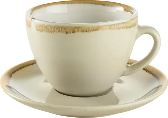 PULSIVA Glaze 2.0 Glazed Porcelain Saucers Set of 6, 14.2 cm, Decorative Irregular Colored Rim, Dishwasher Safe