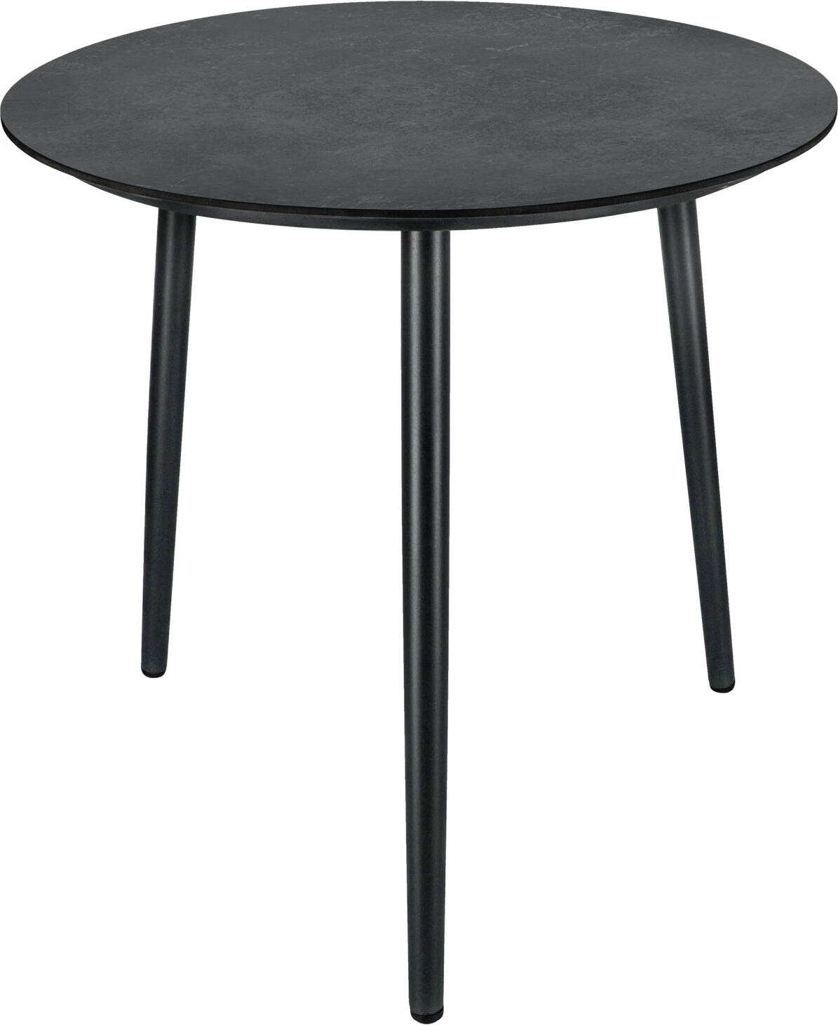 Masa Laterala Exterior Vega Sando, Rotunda 60x60 cm, Blat din Piatra Ceramica, Picioare din Aluminiu Vopsit in Praf, Rezistenta la Intemperii, Antracit