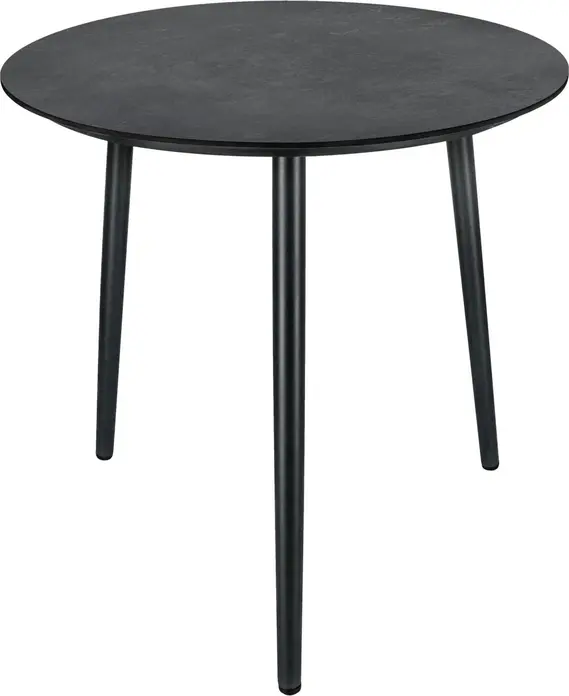 Masa Laterala Exterior Vega Sando, Rotunda 60x60 cm, Blat din Piatra Ceramica, Picioare din Aluminiu Vopsit in Praf, Rezistenta la Intemperii, Antracit