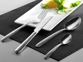 VEGA Martello Table Spoon Set of 12, 18/10 Chrome-Nickel Stainless Steel, Mirror Polished, Hammered Relief Handle, 20.6 cm, Silver