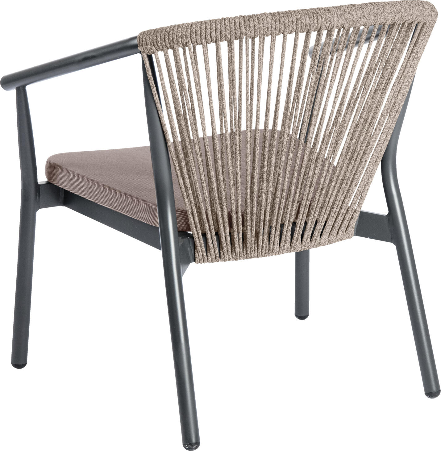 Fotoliu de relaxare exterior VEGA Calvo, cadru din aluminiu vopsit electrostatic, impletituri din sfoara, textil Batyline, 71x75x78 cm, rezistent la intemperii