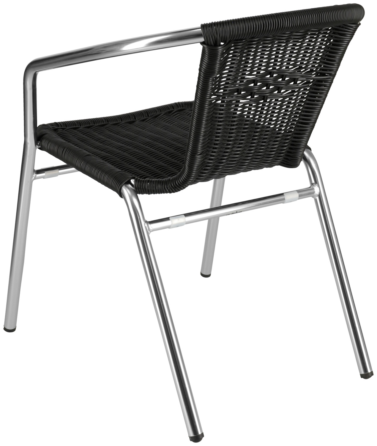 PULSIVA LUSINI Solutions GmbH Card Outdoor Stacking Chairs, Black, Aluminium Frame, Plastic Wickerwork, Weather-Resistant, Set of 4
