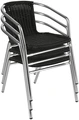 PULSIVA LUSINI Solutions GmbH Card Outdoor Stacking Chairs, Black, Aluminium Frame, Plastic Wickerwork, Weather-Resistant, Set of 4