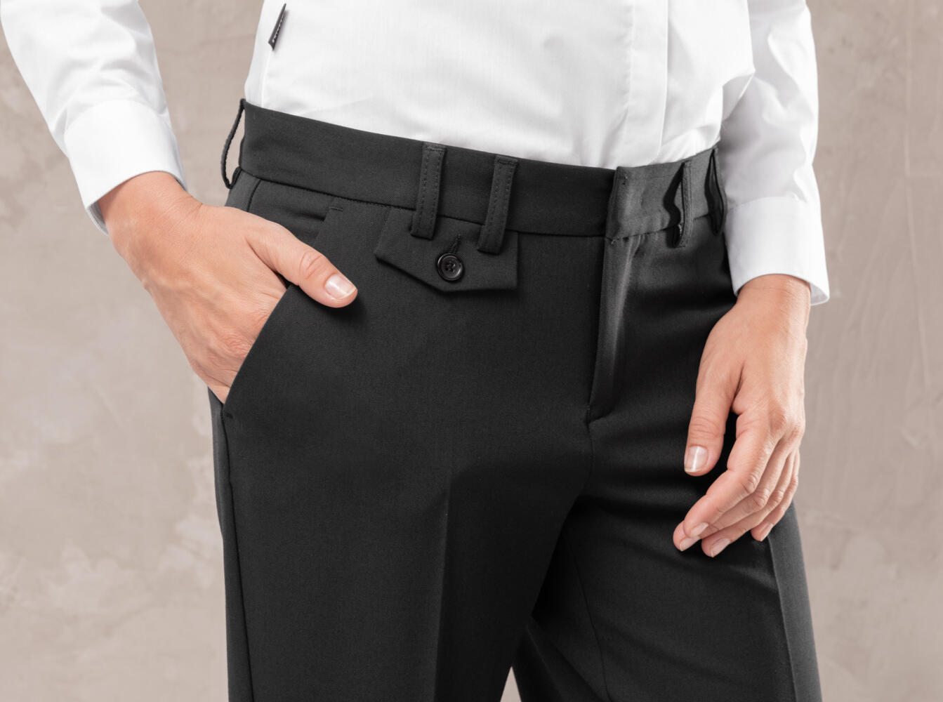 Jobeline Calla Women's Service Trousers, Regular Fit Straight Leg, Crease-Resistant Polyester Wool Blend, Black, Size 36