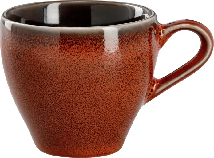 Set de 6 cești de espresso Vega Oriento, 110ml din ceramică teracotă, pictate manual cu margini neregulate, sigure pentru mașina de spălat vase