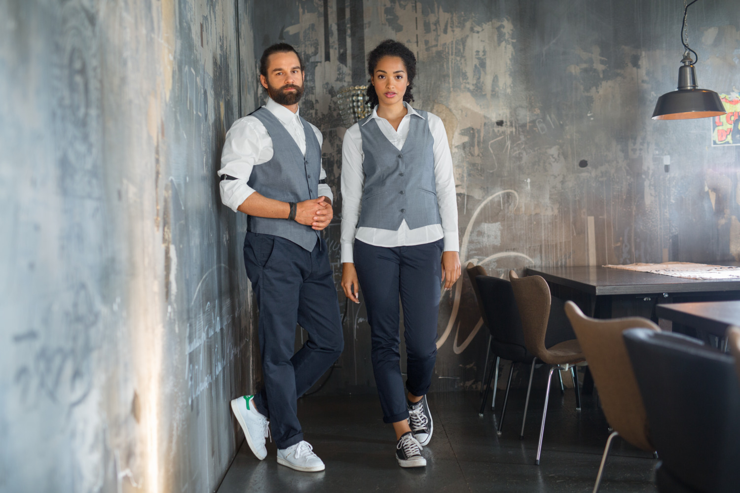 Jobeline Blake Men's Chambray Waistcoat Vest, Size 46, 100% Cotton, 4-Button Placket, Adjustable Back, Pre-washed Finish