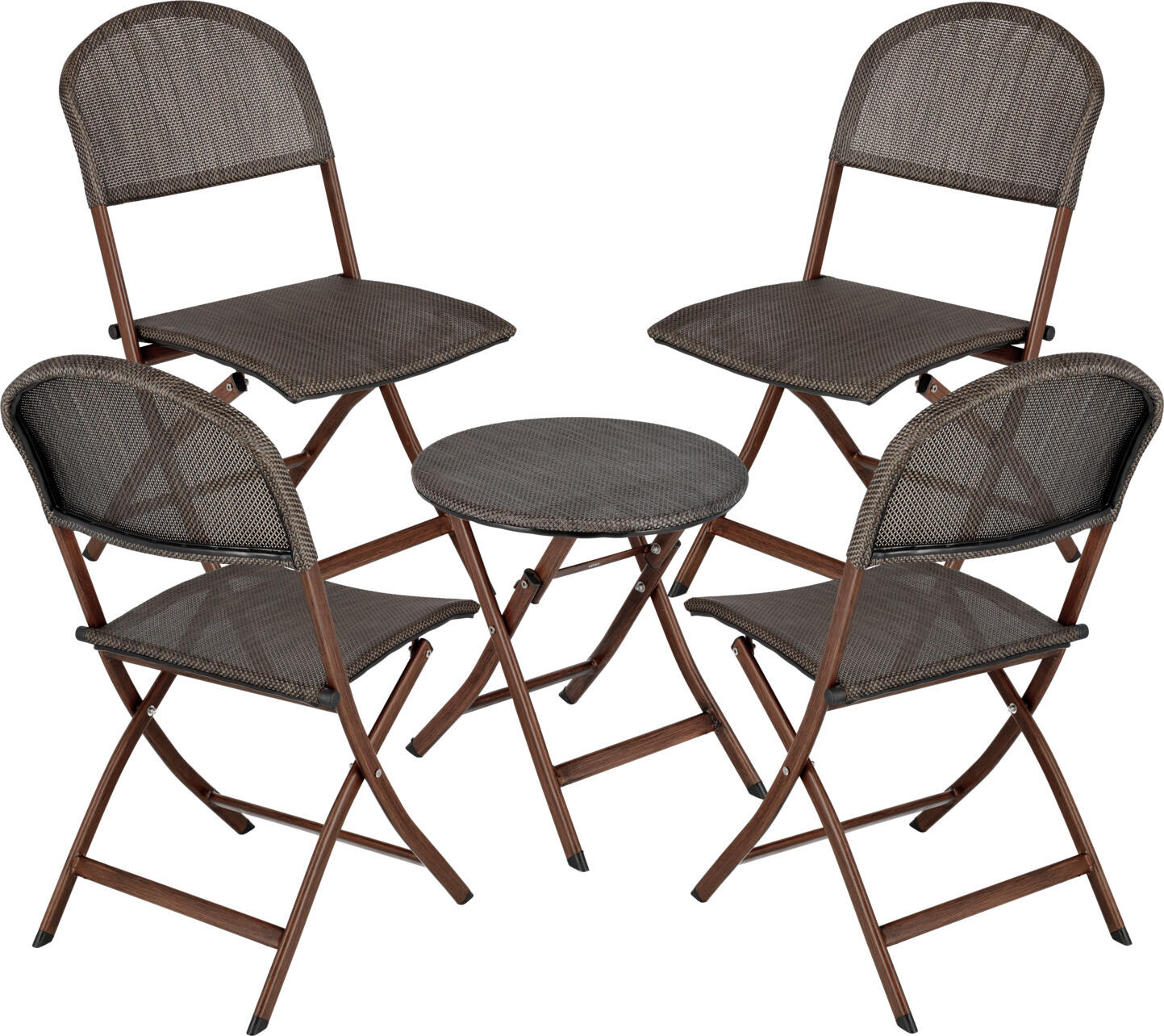 PULSIVA Romalia Outdoor Bistro Furniture Set of 5, 4 Folding Chairs and 1 Folding Table, Powder-Coated Steel, Anthracite and Brown, Weatherproof