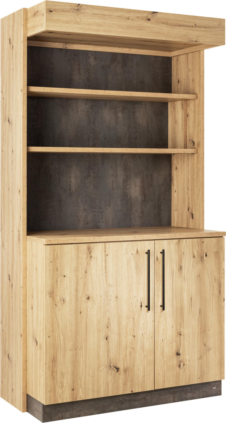 VEGA LUSINI Solutions GmbH Serving station Baristo Classic with hinged doors Servicestation Baristo Classic, mit Drehtüren Serving station Baristo Classic with hinged doors; 115x62x216 cm (WxDxH); wild oak, handle black Servicestation Baristo Classic, mit Drehtüren; 115x62x216 cm (BxTxH); wildeiche, Griff schwarz The Baristo Classic service station is the perfect piece of furniture for restaurants, cafés, bakeries or business areas, whether as a self-service coffee station or service point in everyday catering. There is space for professional coffee machines, cash register systems or menus and everything that needs to be within easy reach on the robust shelf. Maximum load of the work surface 80 kg. The Baristo Classic system consists of wood-based panels. * 2 different colour versions available * 2 hinged doors with high-quality hinges and two height-adjustable shelves (max. load 25 kg per shelf) * Includes shelving system, framed by two wooden side panels * Shelving system can be used at different heights * Distance between shelving systems 30 cm * Floor-levelling adjustable feet * Back with decorative coating for free-standing placement in the room * Delivered partially assembled, base element already assembled * Assembly material included with the additional elements * Suitable for indoor use only Die Service-Station Baristo Classic ist das perfekte Mobiliar für Restaurant, Café, Bäckerei oder Businessbereich, ob als Self-Service Kaffeestation oder Servicepoint im Gastroalltag. Auf der robusten Ablagefläche finden Profi-Kaffeemaschinen, Kassensysteme oder Speisekarten Platz und alles, was schnell griffbereit sein soll. Maximale Belastung der Arbeitsfläche 80 kg. Das System Baristo Classic besteht aus Holzwerkstoffplatten. * 2 unterschiedliche Farbausführungen verfügbar * 2 Drehtüren mit hochwertigen Topfbändern und jeweils zwei höhenverstellbare Fachböden (max. Belastung 25 kg pro Boden) * inklusive Regalsystem, eingerahmt von zwei Holzwangen * Regalsystem in unterschiedlichen Höhen einsetzbar * Abstand Regalsystem 30 cm * bodenausgleichende Stellfüße * Rückseite mit dekorativen Beschichtung zum freien Stellen im Raum * wird teilmontiert geliefert, Basiselement bereits montiert * Montagematerial bei den Zusatzelementen enthalten * nur für den Innenbereich geeignet