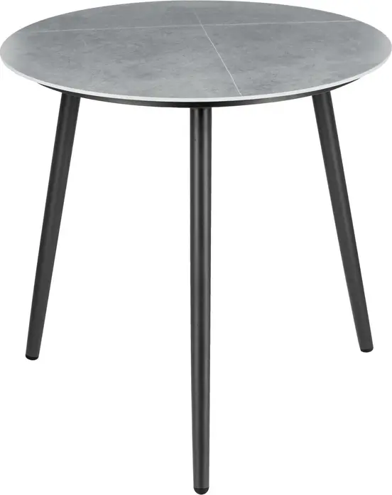 VEGA Sando Outdoor Side Table, 60x60 cm Round Ceramic Stone Top and Powder-Coated Aluminum Legs, Weatherproof and Scratch-Resistant Gastro Table