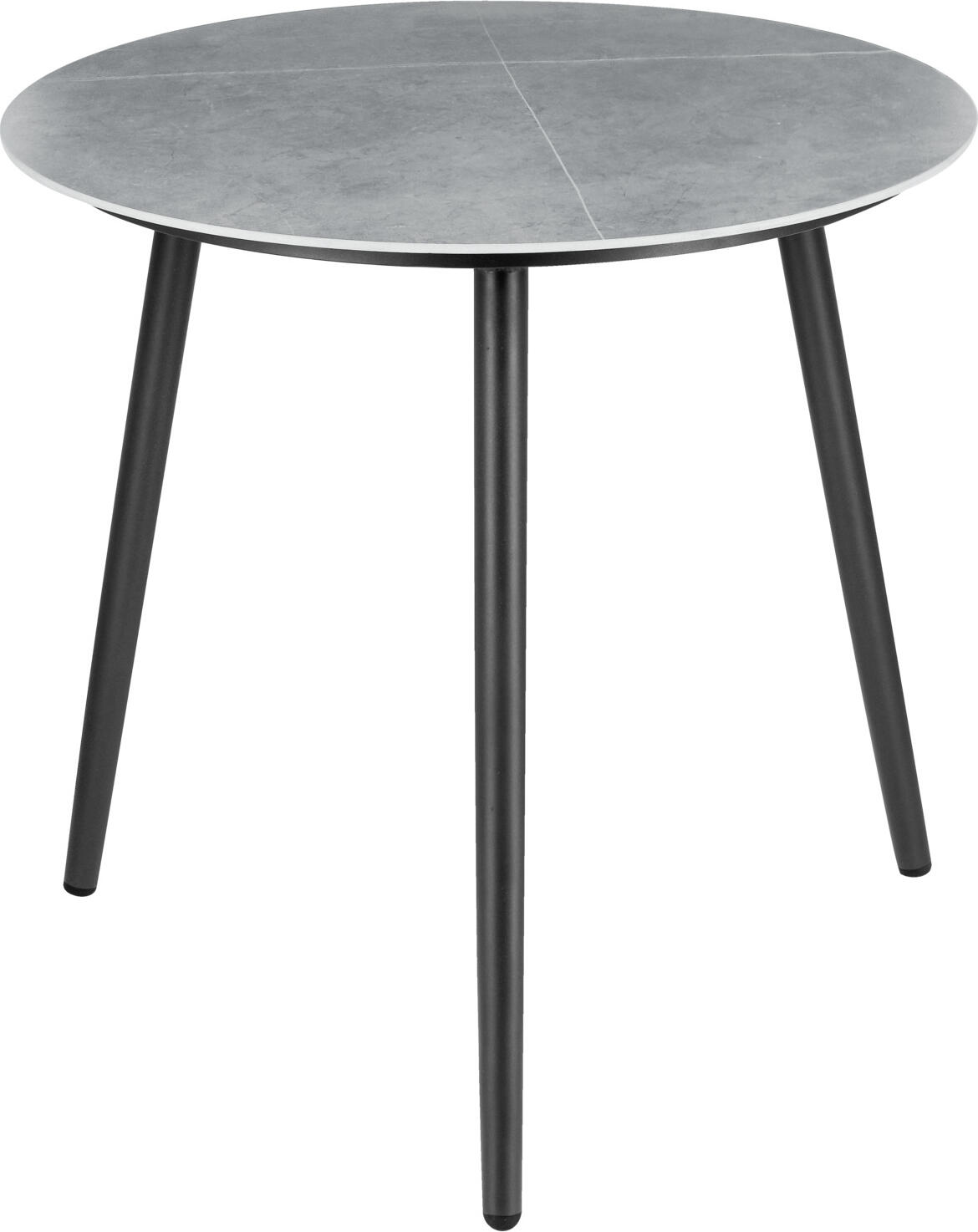 VEGA Sando Outdoor Side Table, 60x60 cm Round Ceramic Stone Top and Powder-Coated Aluminum Legs, Weatherproof and Scratch-Resistant Gastro Table