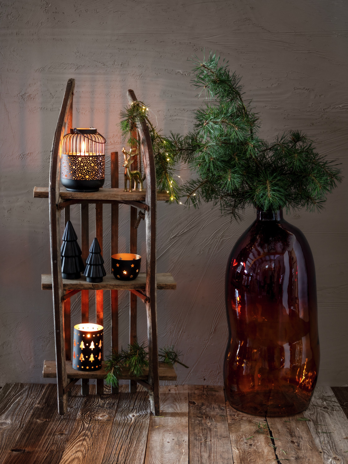 Vega Nilas Decorative Christmas Tree, Matt Glazed Porcelain, Black, 10.5x21 cm