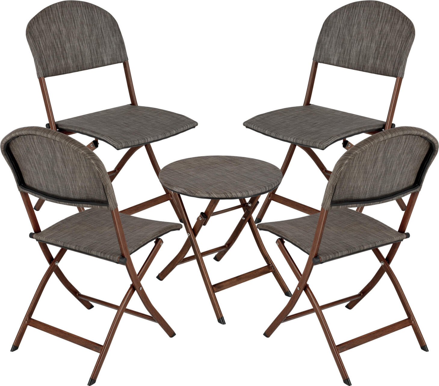 Set de mobilier bistro exterior Pulsiva Romalia de 5 piese, 4 scaune pliabile si 1 masa pliabila, otel vopsit electrostatic, rezistent la intemperii