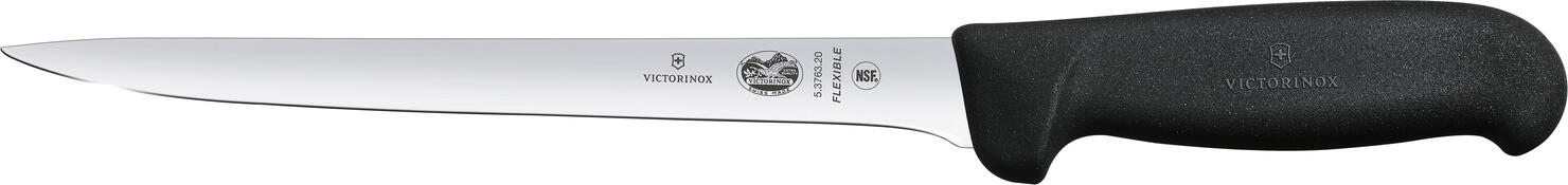 Cutit pentru filetare Victorinox Fibrox 5.3763.20, Lama curba flexibila din otel inoxidabil 20 cm, Maner TPE ergonomic antiderapant, Profesional