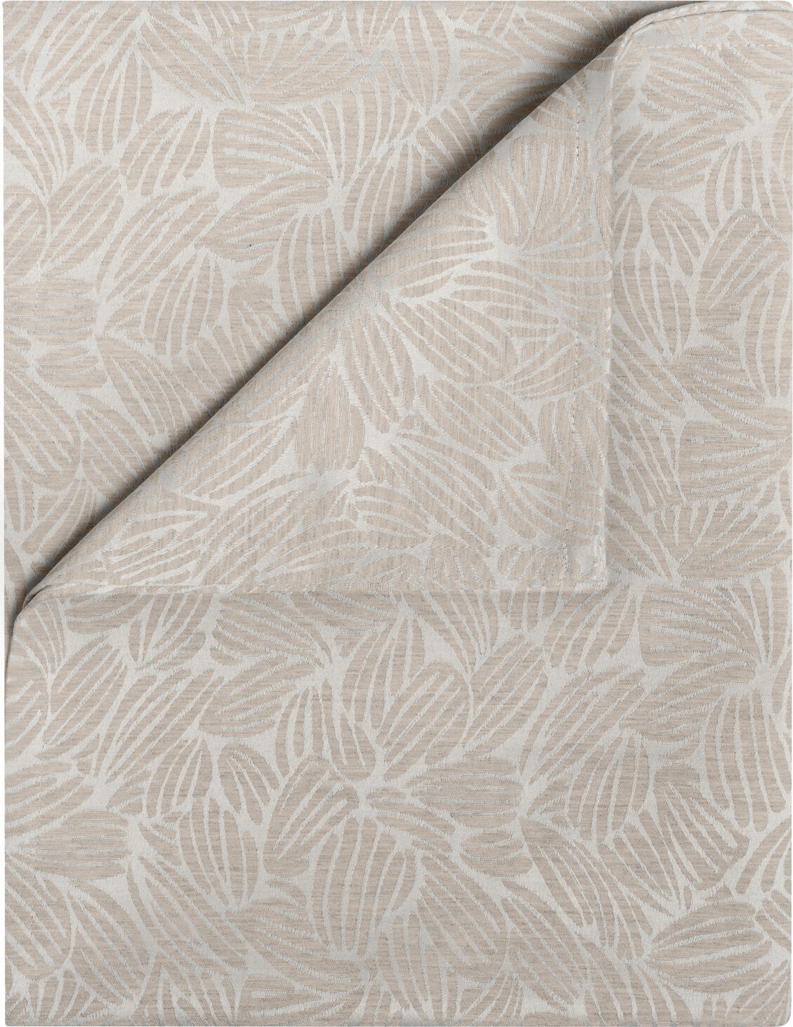 LUSINI Munera Rectangular Tablecloth, 100% Polyester Jacquard, Floral Woven Pattern, Sand Beige, 130x170 cm, OEKO-TEX Standard 100, Easy-Iron