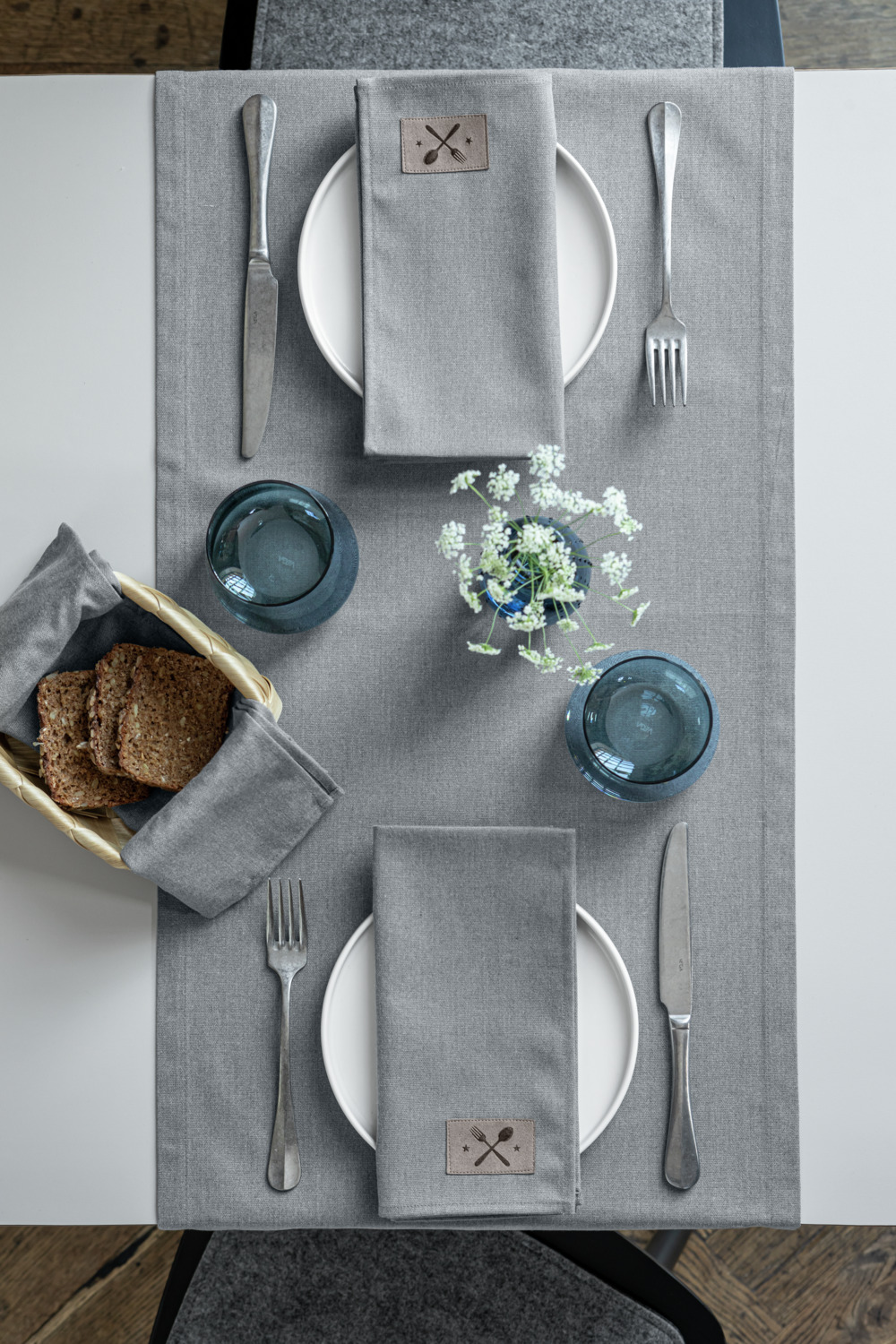 VEGA Memory Table Knife Set of 12, Chrome Stainless Steel 13/0, Patinated Finish, Rust-proof, 23.5 cm, Silver, Dishwasher Safe for Catering and Hotels