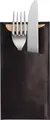 Garcia De Pou Besta Just in Time Cutlery Bag and 2-Ply Napkin Set, Black Ribbed Kraft Paper, 11.2x22.5 cm Sachet, 33x40 cm Napkin, Pack of 100