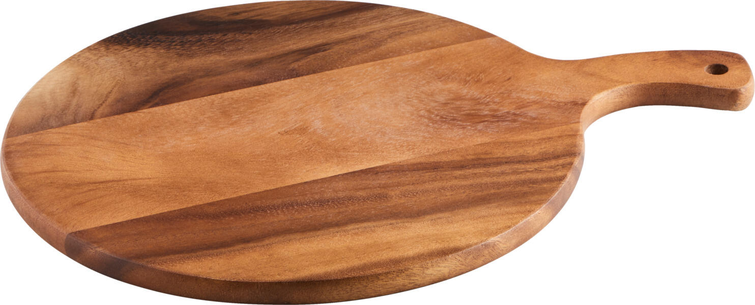 VEGA Prescot Round Serving Board, High Quality Acacia Wood Food Board, 30.5 cm Diameter, Brown, Food-Safe with Hanging Handle