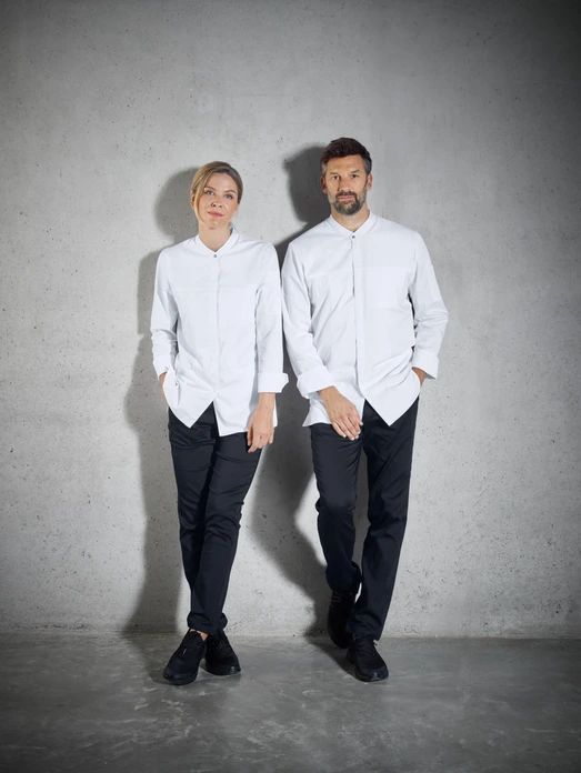 Jobeline Raphael Women's Chef's Jacket, Long-Sleeved, White, Size 34, 65% Polyester 35% Cotton, Breathable Piqué Back, OEKO-TEX Standard 100