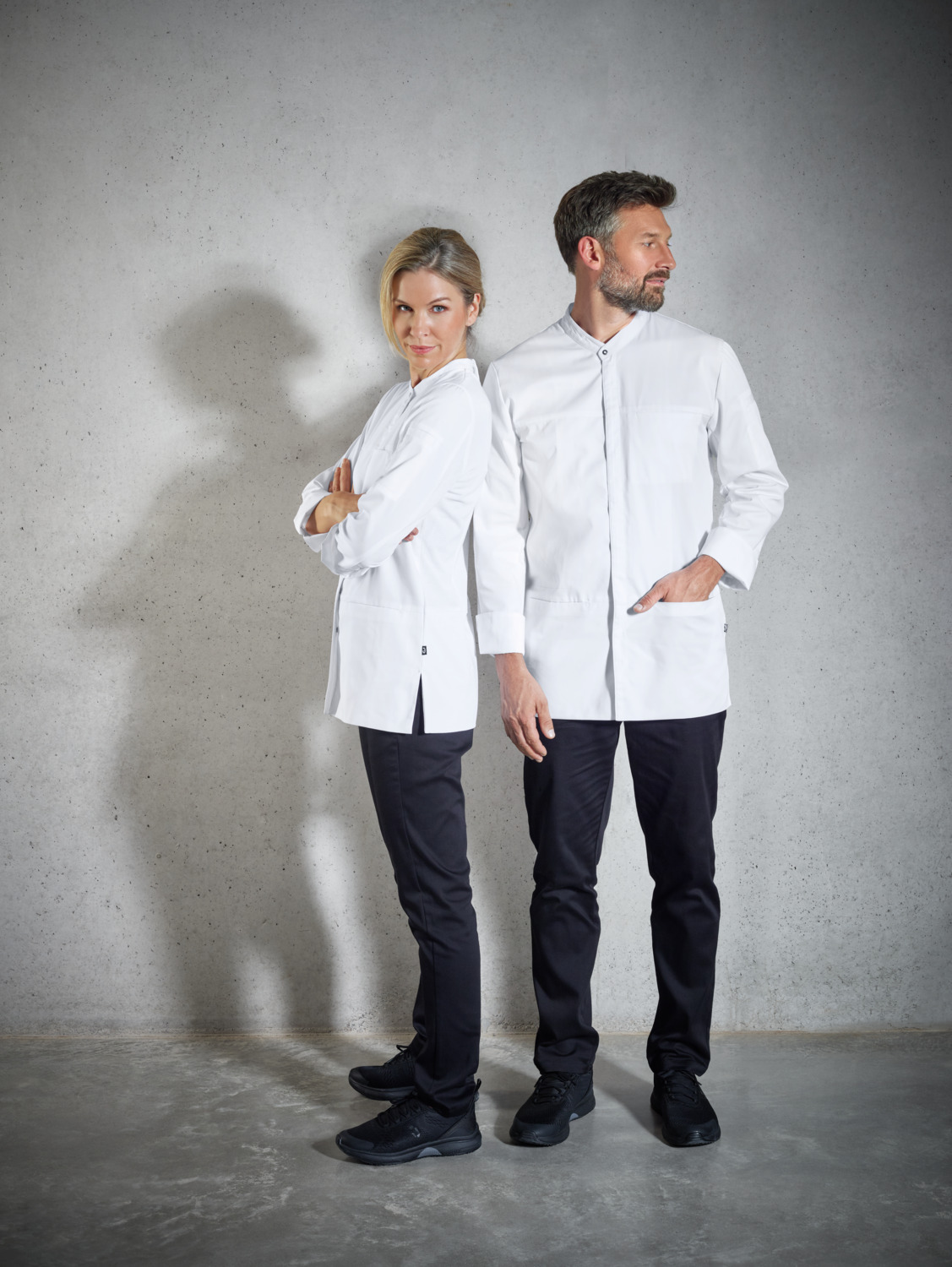 Jobeline Raphael Women's Chef's Jacket, Long-Sleeved, White, Size 34, 65% Polyester 35% Cotton, Breathable Piqué Back, OEKO-TEX Standard 100