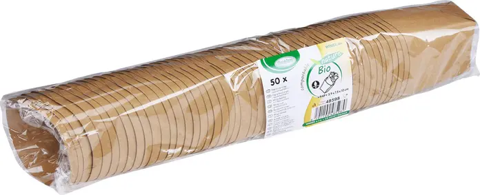 WIMEX Wrap Cup with Fat Barrier for Wraps and Tortillas, Brown Kraft Paper, Biodegradable & Compostable, Heat Resistant -40°C to +180°C, 50 Piece Pack