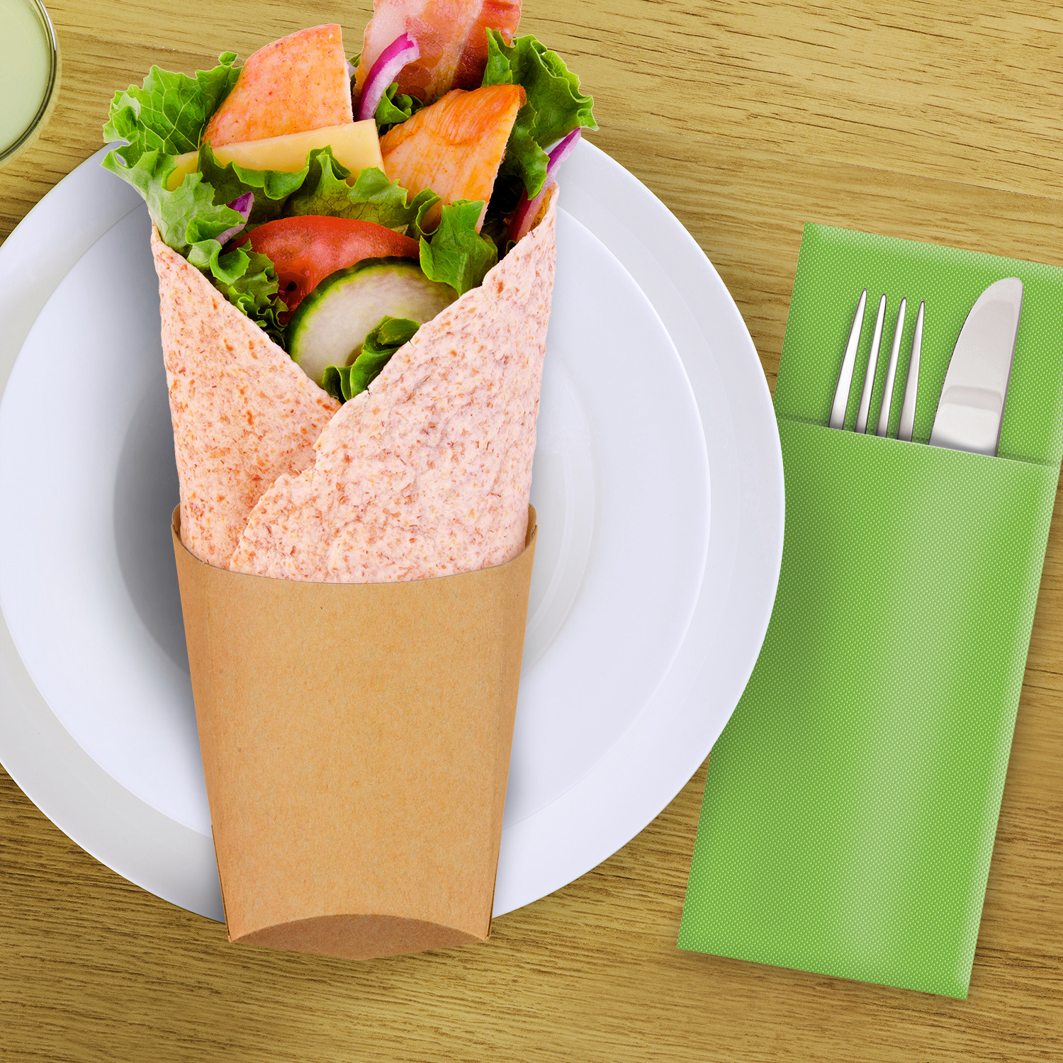 WIMEX Wrap Cup with Fat Barrier for Wraps and Tortillas, Brown Kraft Paper, Biodegradable & Compostable, Heat Resistant -40°C to +180°C, 50 Piece Pack