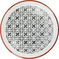 Set de 6 boluri de sticla VEGA Edora, 500 ml, 18.5 cm, alb cu model negru si rimă roșie, sigure la mașina de spălat vase