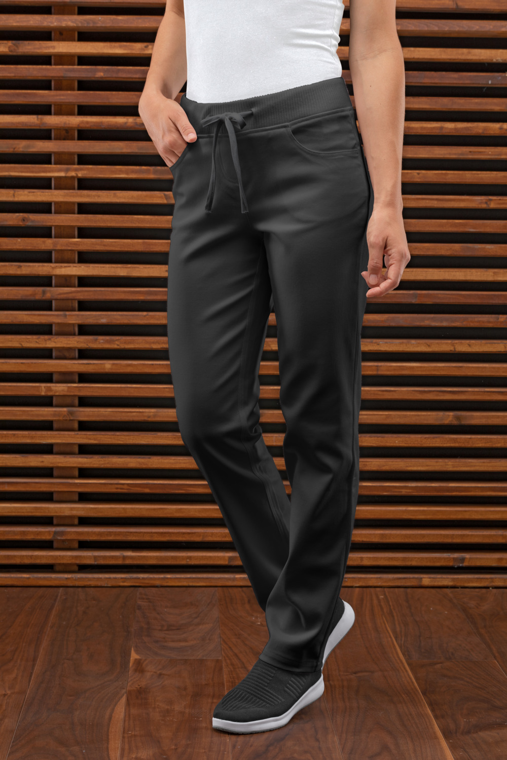 Jobeline Anuk Women's Trousers, Size 52, 5-Pocket Design, Elastic Knitted Waistband with Drawstring, Body-Hugging Fit, 96% Cotton 4% Spandex, Long Leg