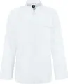 Jobeline Racer Men's Long-Sleeved Chef Jacket, White, 65% Polyester 35% Cotton, Central Zipper, Breathable Mesh Side Panels, OEKO-TEX Certified