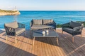 Scaun Lounge Exterior VEGA Asola, Cadru Aluminiu Vopsit in Praf cu Picior de Lemn de Teak, Impletit din Sfoara, Perna din Material Olefin, Antracit, 81x80x76 cm
