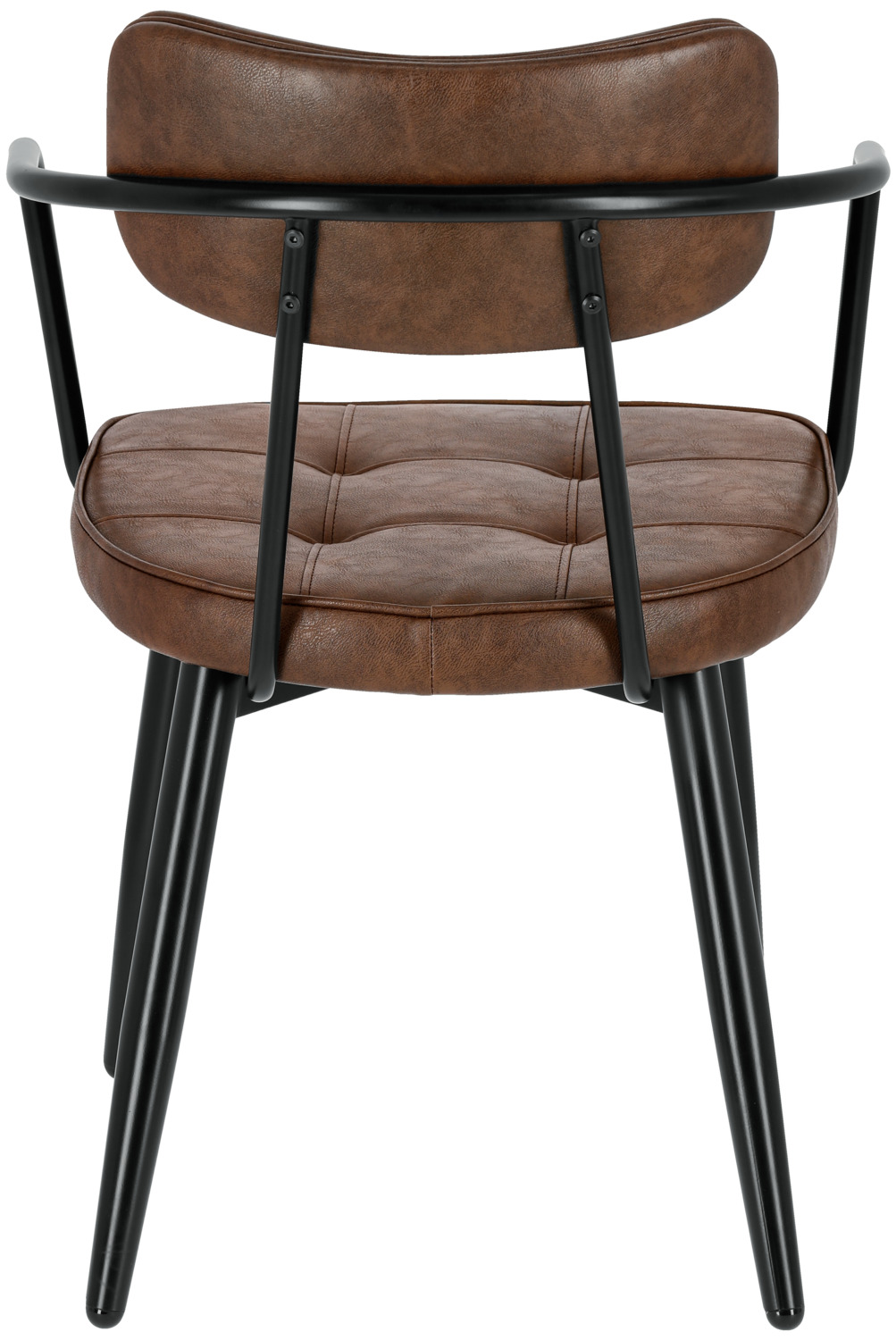 VEGA Casto Armchair Set of 2, Brown Imitation Leather, Powder-coated Steel Frame, Industrial Design, 54x59x81 cm, Max Load 160 kg