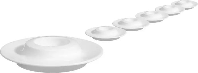 VEGA Egg Cup Base Flat 125611, White Porcelain, 12 cm Diameter, Dishwasher and Microwave Safe, Stackable, Set of 6 Pieces
