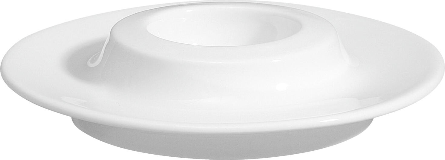 VEGA Egg Cup Base Flat 125611, White Porcelain, 12 cm Diameter, Dishwasher and Microwave Safe, Stackable, Set of 6 Pieces