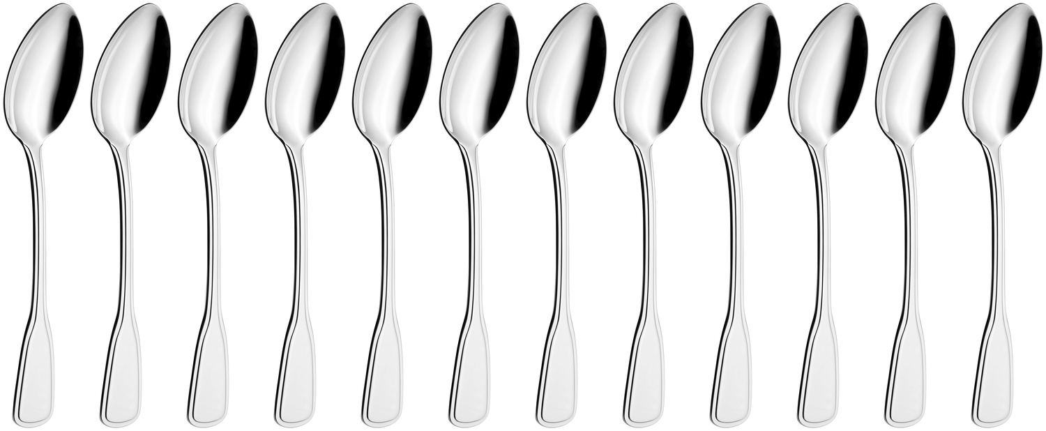 VEGA Spaten Table Spoon Set of 12, 18/10 Chrome-Nickel Stainless Steel, Mirror Polished, Silver, 19.8 cm