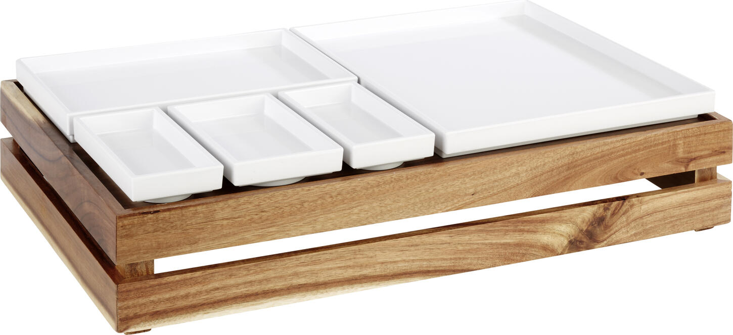 APS Superbox Acacia Wood Buffet Box, GN 1/1 Standard, 55.5 x 35 x 10.5 cm, Stackable and Reversible Design for Professional Gastronomy