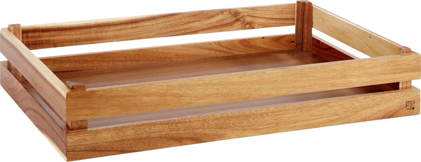 APS Superbox Acacia Wood Buffet Box, GN 1/1 Standard, 55.5 x 35 x 10.5 cm, Stackable and Reversible Design for Professional Gastronomy