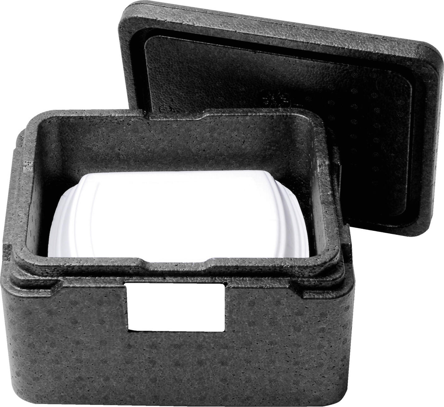 Thermo Future Box Box Mini Menu EPP Plastic Thermal Transport Box, 7L, Black, for 18x24 cm Containers, Dishwasher Safe, Recyclable