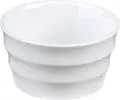 Pulsiva Lusini Marlow Mini Porcelain Bowls, White Round Ribbed Tiered Design, 160 ml, 9 cm Diameter, 5 cm Height, Dishwasher and Microwave Safe, Set of 6 Pieces