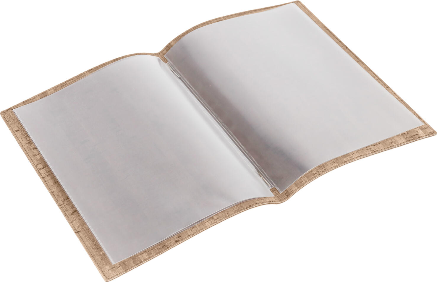 LUSINI Pasqua Softcover Menu A5, Natural Beige Polyurethane, Handmade in Europe, Clip Closure, Includes 3 Double Transparency Sleeves, 18x23.8 cm