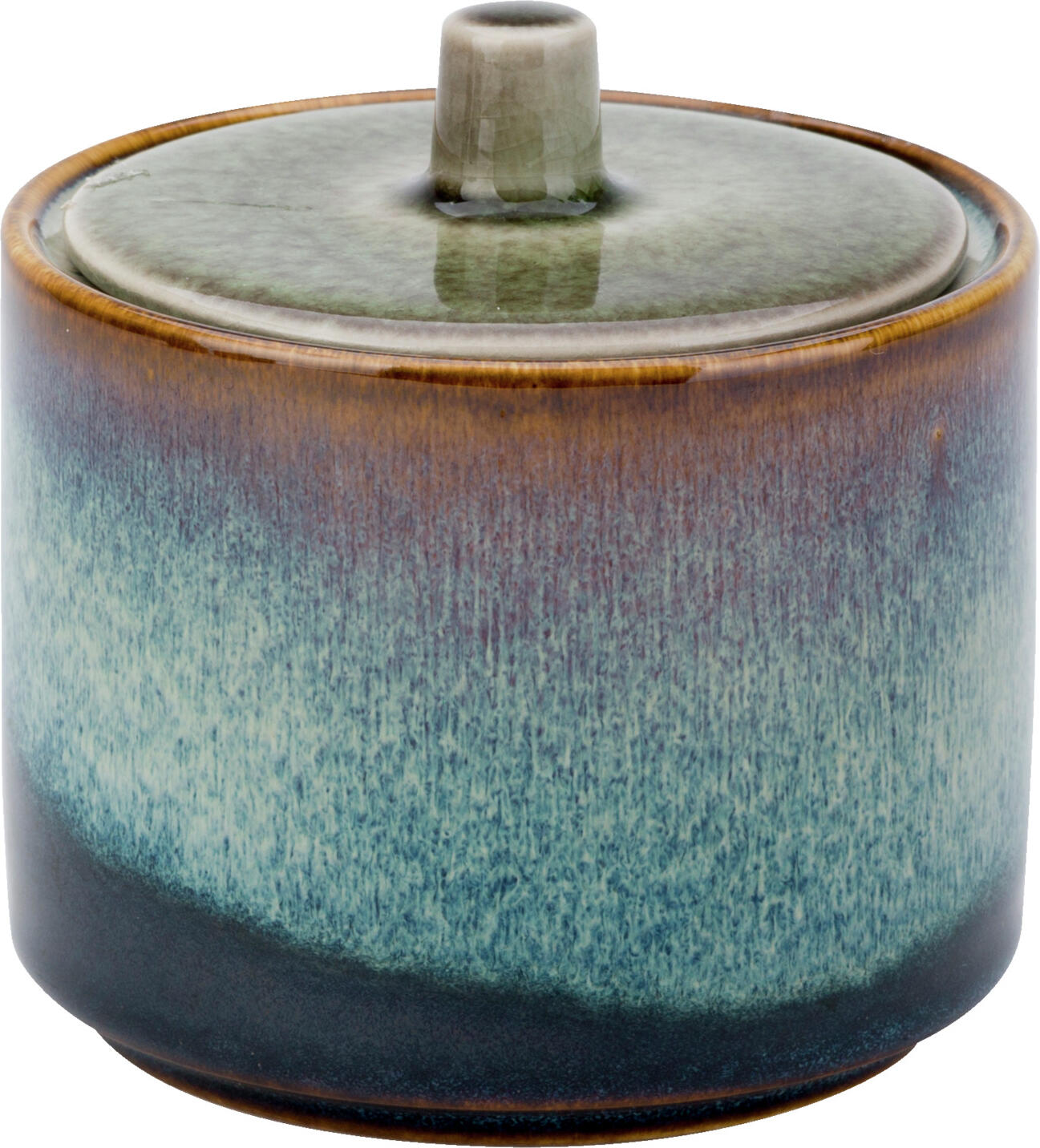 Cosy & Trendy Quintana Porcelain Sugar Bowl with Lid, Green, 220ml, 8x8.5cm, Handmade Glazed Finish, Dishwasher and Microwave Safe, Set of 6